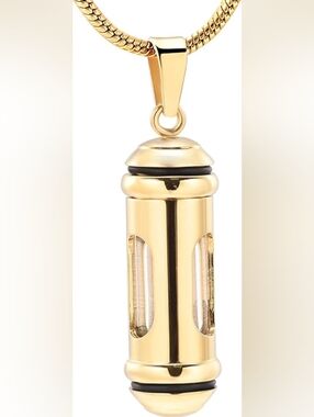 Glass Cylinder Stainless Steel Keepsake Urn Memorial Necklace Gold New